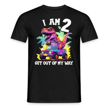 T-Rex Drives Monster Truck I'm 2nd Birthday - Men's T-Shirt - black - Front - AI Model Male 178 light (178cm)