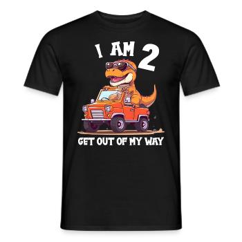 T-Rex Drives Monster Truck I'm 2nd Birthday - Men's T-Shirt - black - Front - AI Model Male 178 light (178cm)