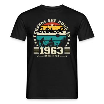 October 1963. October 1963 Birthday Gift. - Men's T-Shirt - black - Front - AI Model Male 178 light (178cm)