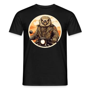 Motorcycle Owl - Men's T-Shirt - black - Front - AI Model Male 178 light (178cm)