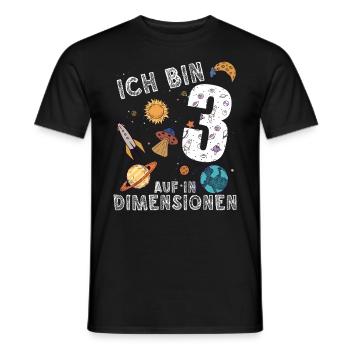 Ich bin 3 Auf in neue Dimensionen 3. Geburtstag - Männer T-Shirt - Schwarz - Vorne - AI Model Male 178 light (178cm)