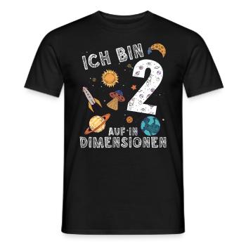 Ich bin 2 Auf in neue Dimensionen 2. Geburtstag - Männer T-Shirt - Schwarz - Vorne - AI Model Male 178 light (178cm)