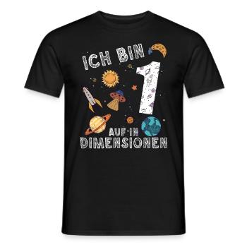 Ich bin 1 Auf in neue Dimensionen 1. Geburtstag - Männer T-Shirt - Schwarz - Vorne - AI Model Male 178 light (178cm)