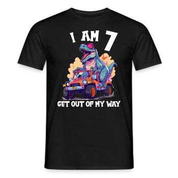 T-Rex conduit un camion monstre J’ai 7e anniversaire - T-shirt homme - noir - Devant - AI Model Male 178 light (178cm)