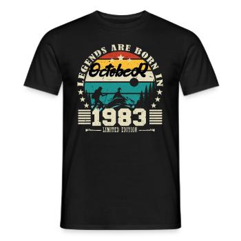 October 1983. October 1983 Anniversary Gift. - Men's T-Shirt - black - Front - AI Model Male 178 light (178cm)