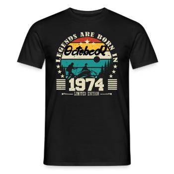 October 1974. October 1974 Birthday Gift. - Men's T-Shirt - black - Front - AI Model Male 178 light (178cm)