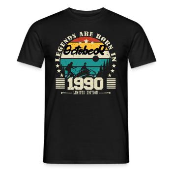 October 1990. October 1990 Birthday Gift. - Men's T-Shirt - black - Front - AI Model Male 178 light (178cm)
