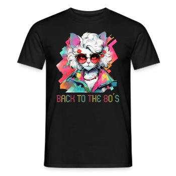 80s Themed Party Back to the 80s Costume - Men's T-Shirt - black - Front - AI Model Male 178 light (178cm)
