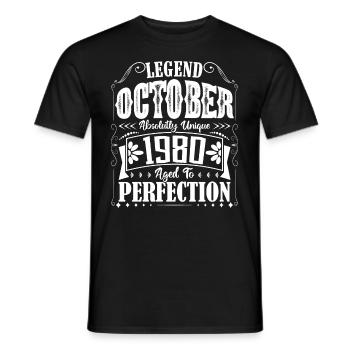 October 1980. October 1980 Birthday Gift. - Men's T-Shirt - black - Front - AI Model Male 178 light (178cm)