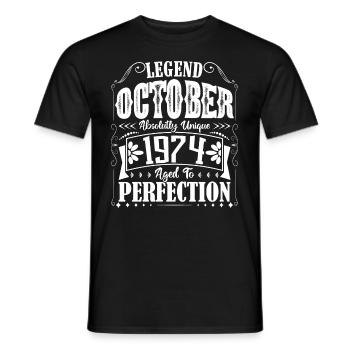 October 1974. October 1974 Birthday Gift. - Men's T-Shirt - black - Front - AI Model Male 178 light (178cm)