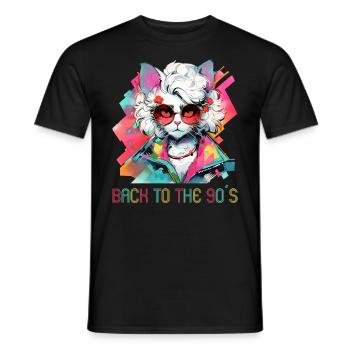 90s Themed Party Back to the 90s Costume - Men's T-Shirt - black - Front - AI Model Male 178 light (178cm)