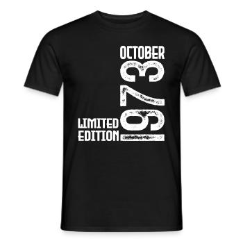 October 1973 Anniversary Gift. October 1973. - Men's T-Shirt - black - Front - AI Model Male 178 light (178cm)
