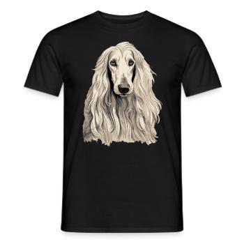 Dog Afghan Hound - Men's T-Shirt - black - Front - AI Model Male 178 light (178cm)