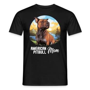 Dog American Pitbull - Men's T-Shirt - black - Front - AI Model Male 178 light (178cm)