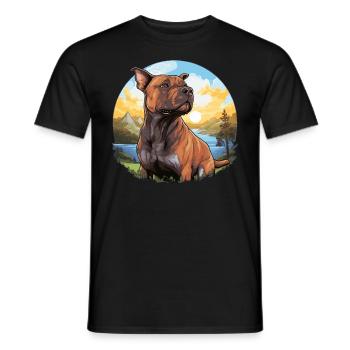 Dog American Pitbull - Men's T-Shirt - black - Front - AI Model Male 178 light (178cm)