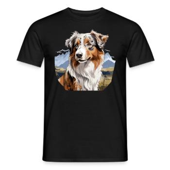 Hund Australian Shepherd - Männer T-Shirt - Schwarz - Vorne - AI Model Male 178 light (178cm)