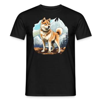 Dog Akita Inu - Men's T-Shirt - black - Front - AI Model Male 178 light (178cm)