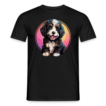 Dog Bernedoodle - Men's T-Shirt - black - Front - AI Model Male 178 light (178cm)