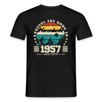 November 1957. November 1957 Birthday Gift. - Men's T-Shirt - black - Front - AI Model Male 178 light (178cm)