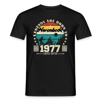 November 1977. November 1977 Anniversary Gift. - Men's T-Shirt - black - Front - AI Model Male 178 light (178cm)