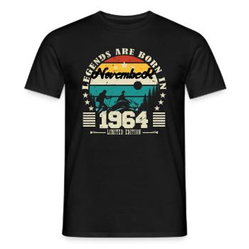 November 1964. November 1964 Birthday Gift. - Men's T-Shirt - black - Front - AI Model Male 178 light (178cm)