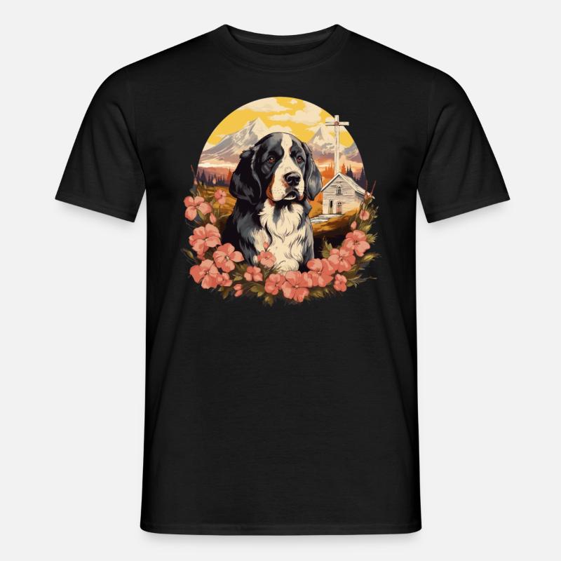 Hund Bernhardiner - Männer T-Shirt - Schwarz