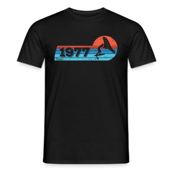 Wingfoil Surfer Birthday Vintage Born 1977 - Men's T-Shirt - black - Front - AI Model Male 178 light (178cm)