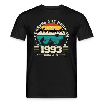 November 1993. November 1993 Birthday Gift. - Men's T-Shirt - black - Front - AI Model Male 178 light (178cm)