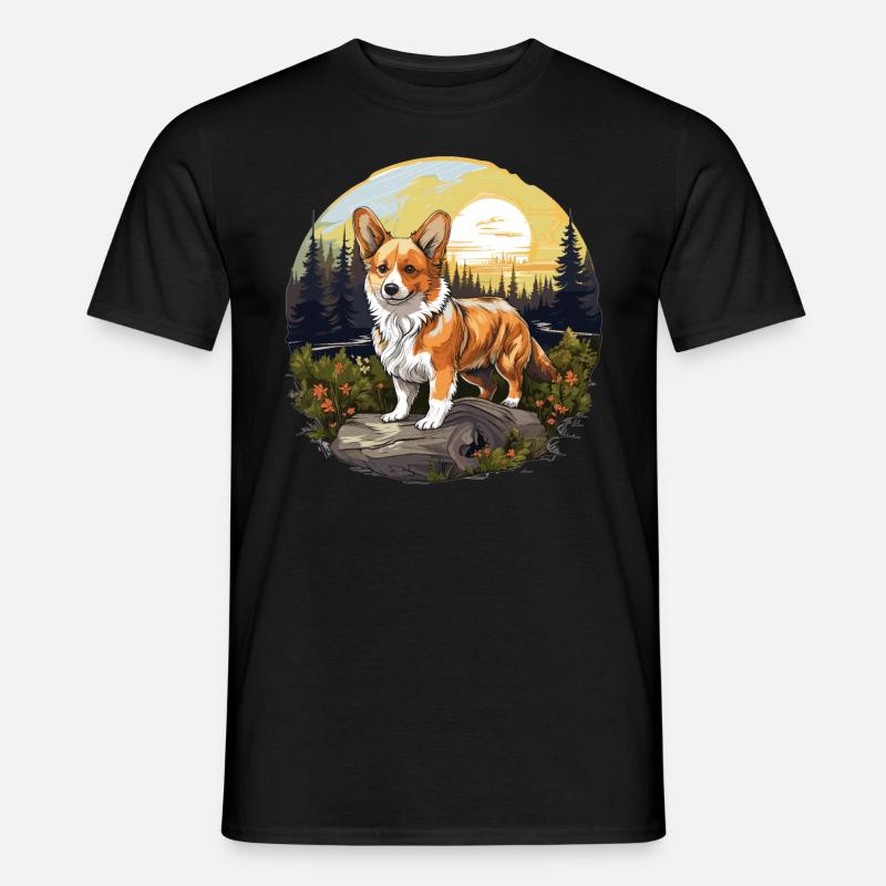 Hund Corgi - Männer T-Shirt - Schwarz