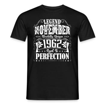 Novembre 1962. Cadeau d'Anniversaire novembre 1962 - T-shirt homme - noir - Devant - AI Model Male 178 light (178cm)