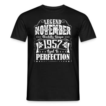 November 1957. November 1957 Birthday Gift - Men's T-Shirt - black - Front - AI Model Male 178 light (178cm)