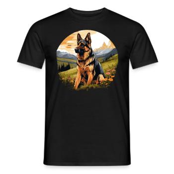 Dog Shepherd - Men's T-Shirt - black - Front - AI Model Male 178 light (178cm)