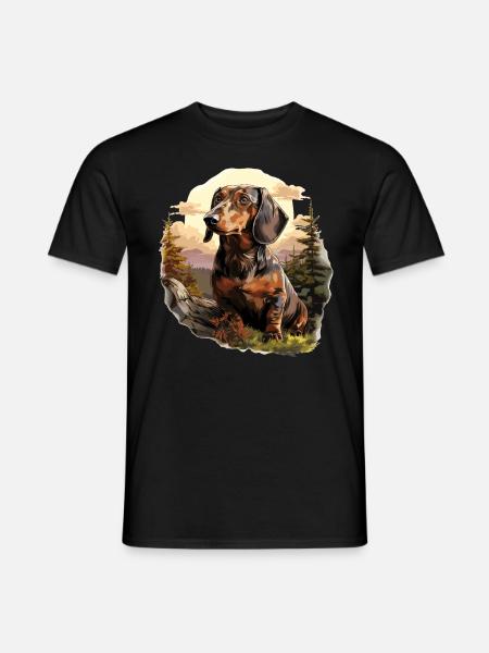 Hund Dackel - Männer T-Shirt - Schwarz