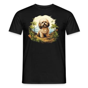 Chien Bichon Havanais - T-shirt homme - noir - Devant - AI Model Male 178 light (178cm)