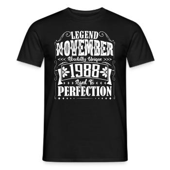 Novembre 1988. Cadeau d'Anniversaire novembre 1988 - T-shirt homme - noir - Devant - AI Model Male 178 light (178cm)