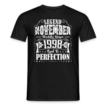 November 1998. November 1998 Birthday Gift - Men's T-Shirt - black - Front - AI Model Male 178 light (178cm)