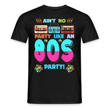 80s Party Vibes - Retro Design with Cassette Tapes - Men's T-Shirt - black - Front - AI Model Male 178 light (178cm)
