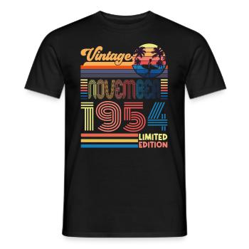 Anniversaire novembre 1954. Cadeau Novembre 1954. - T-shirt homme - noir - Devant - AI Model Male 178 light (178cm)