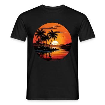 Tropical Sunset - Men's T-Shirt - black - Front - AI Model Male 178 light (178cm)
