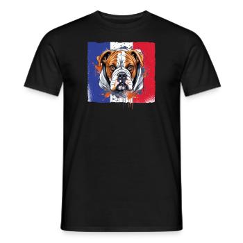 Boxer Race Chien Boxer Chiens Drapeau Français - T-shirt homme - noir - Devant - AI Model Male 178 light (178cm)