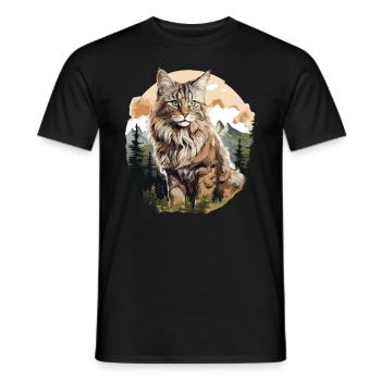 Norwegian Forest Cat - Männer T-Shirt - Schwarz - Vorne - AI Model Male 178 light (178cm)