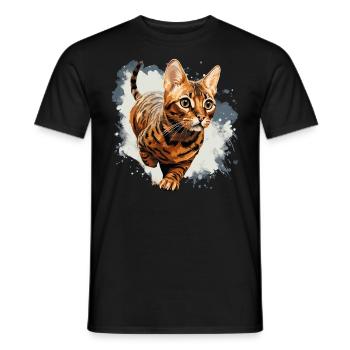 Bengal Cat - Men's T-Shirt - black - Front - AI Model Male 178 light (178cm)
