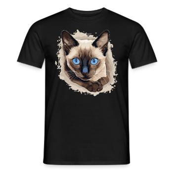 Siamese Cat Siamkatze - Männer T-Shirt - Schwarz - Vorne - AI Model Male 178 light (178cm)