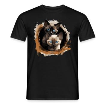 Siamese Cat Siamkatze - Männer T-Shirt - Schwarz - Vorne - AI Model Male 178 light (178cm)