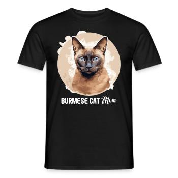 Burmese Cat Burma Katze - Men's T-Shirt - black - Front - AI Model Male 178 light (178cm)