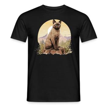 Burmese Cat Burma Katze - Men's T-Shirt - black - Front - AI Model Male 178 light (178cm)