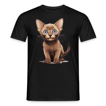 Burmese Cat Burma Katze - Men's T-Shirt - black - Front - AI Model Male 178 light (178cm)