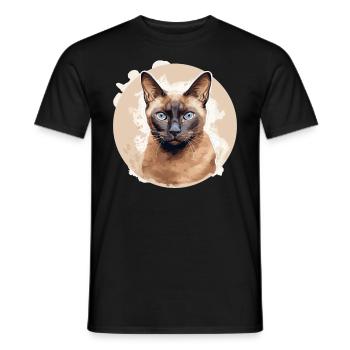 Burmese Cat Burma Katze - Men's T-Shirt - black - Front - AI Model Male 178 light (178cm)