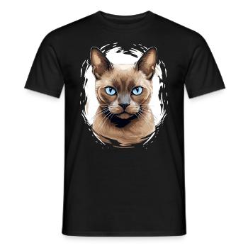 Burmese Cat Burma Katze - Men's T-Shirt - black - Front - AI Model Male 178 light (178cm)