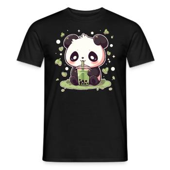 Kawaii Panda trinkt Boba Bubble Tea Chibi - Männer T-Shirt - Schwarz - Vorne - AI Model Male 178 light (178cm)
